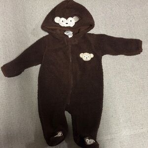 Adorable Brown Monkey Hooded Footie for Kids